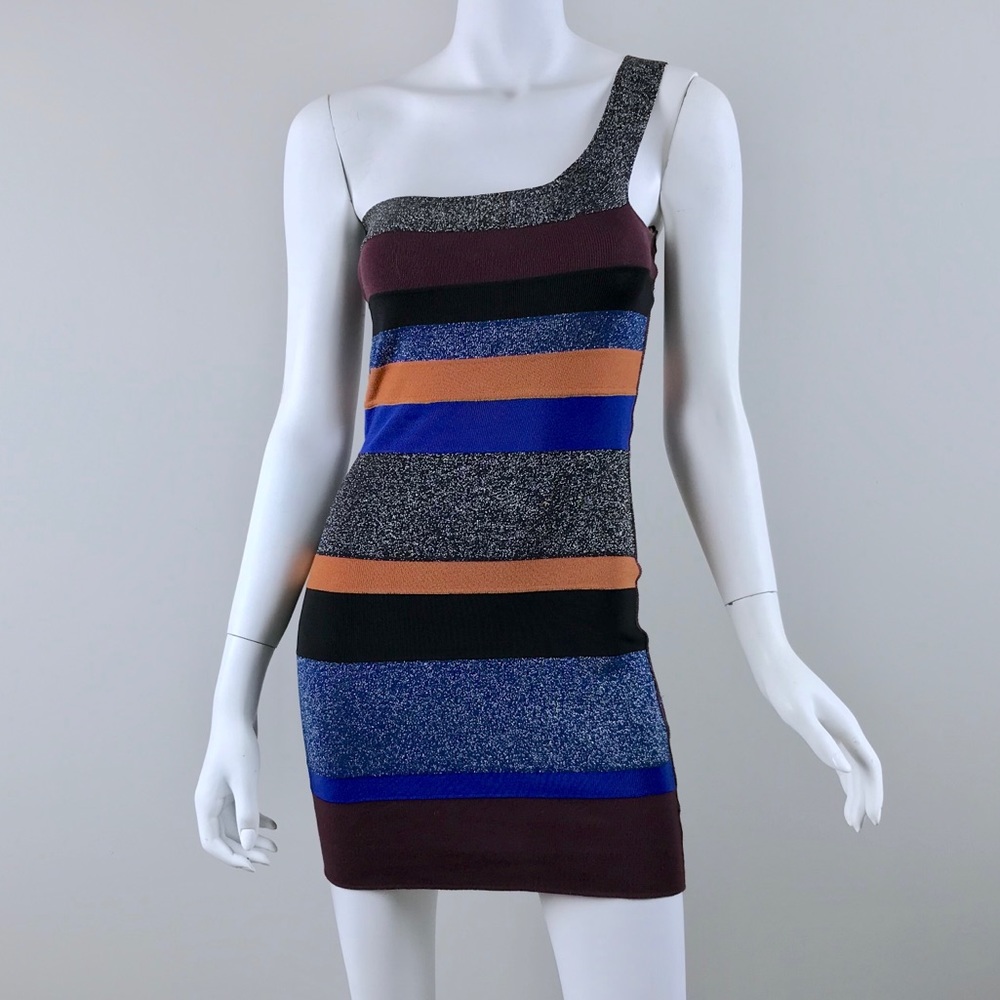 {M Missoni} Metallic Stripe Knit Bandage Dress - Picture 1 of 8